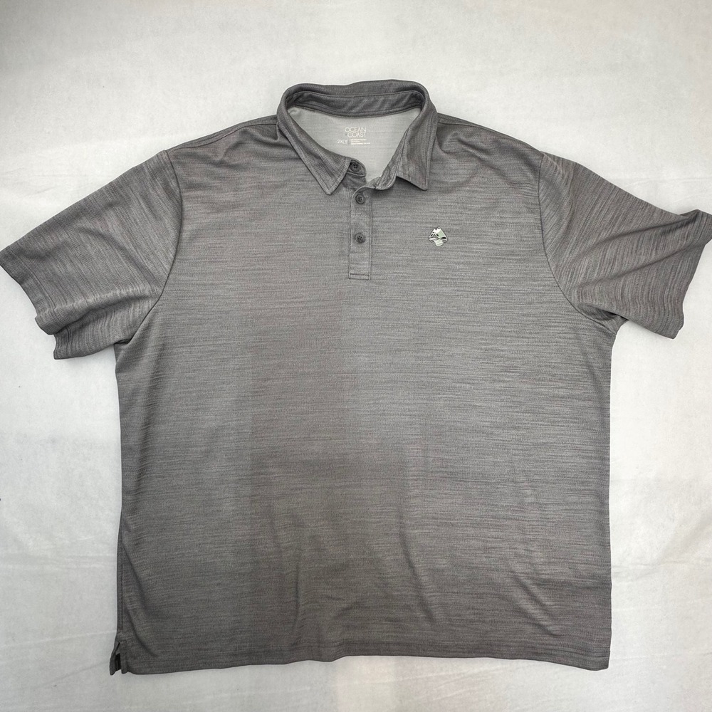 Ocean Coast Mens 2XLT Gray Micro-Stripe Performance Golf Polo Shirt Short Sleeve